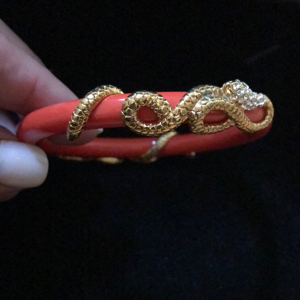 Vintage bright orange with rhinestone bracelet